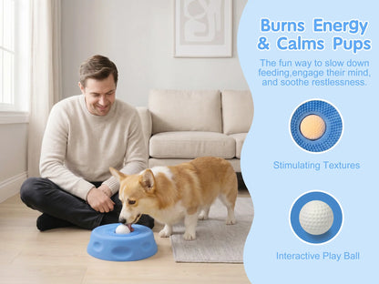 2 in 1 Dog Slow Feeder Bowl for Liquid Treat, No Spill Enrichment Dog Bowl, Cat Bowl, Anxiety Relief Bowl, Food Grade Silicone, Oral Hygiene& Tongue Cleaning,Anti Slip Pet Bowl, Dog Enrichment Toy