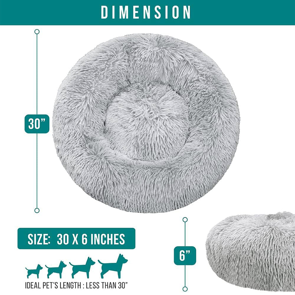 Fluffy Calming Donut Pet Bed