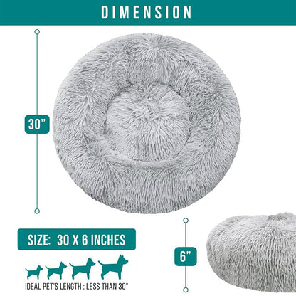 Fluffy Calming Donut Pet Bed