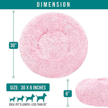 Fluffy Calming Donut Pet Bed