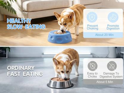 2 in 1 Dog Slow Feeder Bowl for Liquid Treat, No Spill Enrichment Dog Bowl, Cat Bowl, Anxiety Relief Bowl, Food Grade Silicone, Oral Hygiene& Tongue Cleaning,Anti Slip Pet Bowl, Dog Enrichment Toy