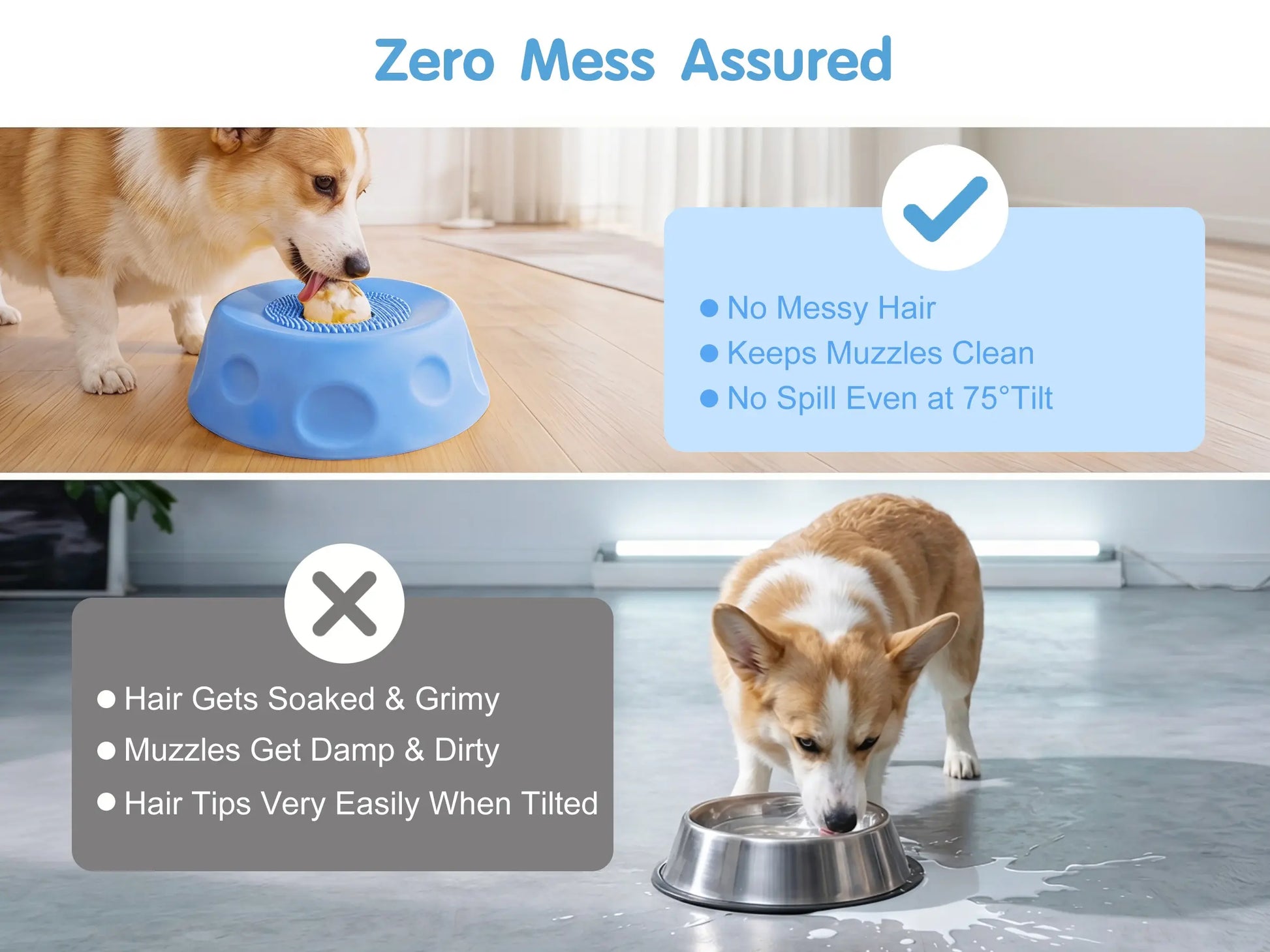 2 in 1 Dog Slow Feeder Bowl for Liquid Treat, No Spill Enrichment Dog Bowl, Cat Bowl, Anxiety Relief Bowl, Food Grade Silicone, Oral Hygiene& Tongue Cleaning,Anti Slip Pet Bowl, Dog Enrichment Toy