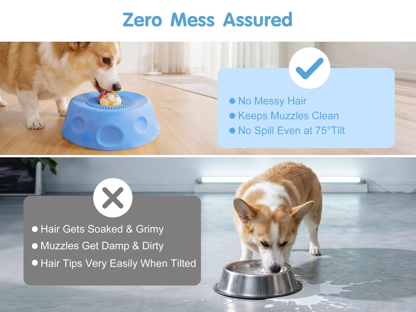 2 in 1 Dog Slow Feeder Bowl for Liquid Treat, No Spill Enrichment Dog Bowl, Cat Bowl, Anxiety Relief Bowl, Food Grade Silicone, Oral Hygiene& Tongue Cleaning,Anti Slip Pet Bowl, Dog Enrichment Toy